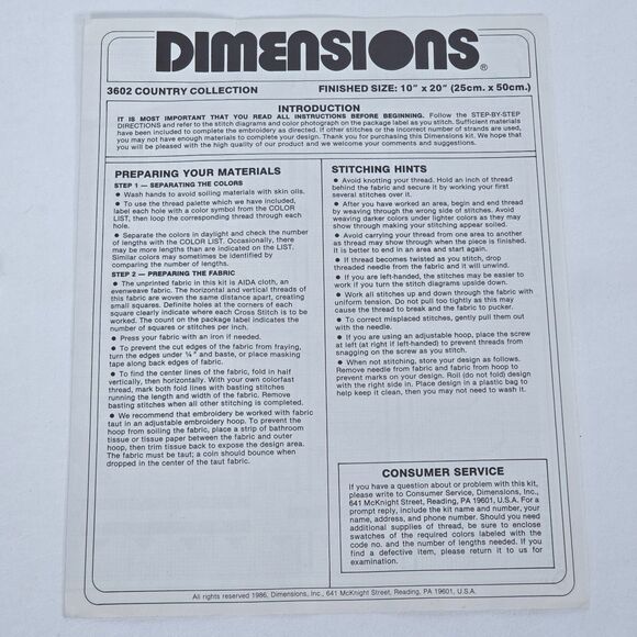 Dimensions Counted Cross Stitch Kit Country Collection 3602‎ Nancy Rossi USA - Picture 3 of 12